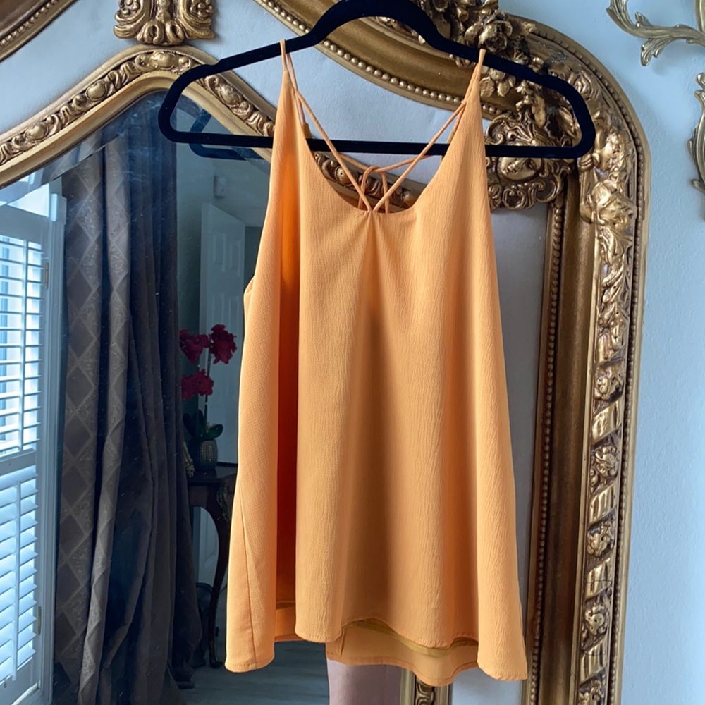 NWOT mustard small cross cross strap front tank